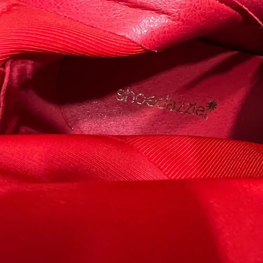 Shoedazzle Evadne Thigh Boot Sz 9 Red Faux Suede Over Knee OTK Lug Sole 4